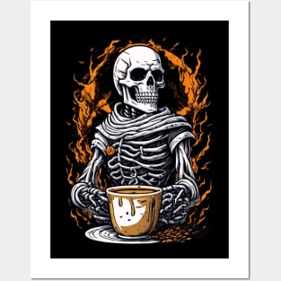 halloween skeleton coffee drink Posters and Art